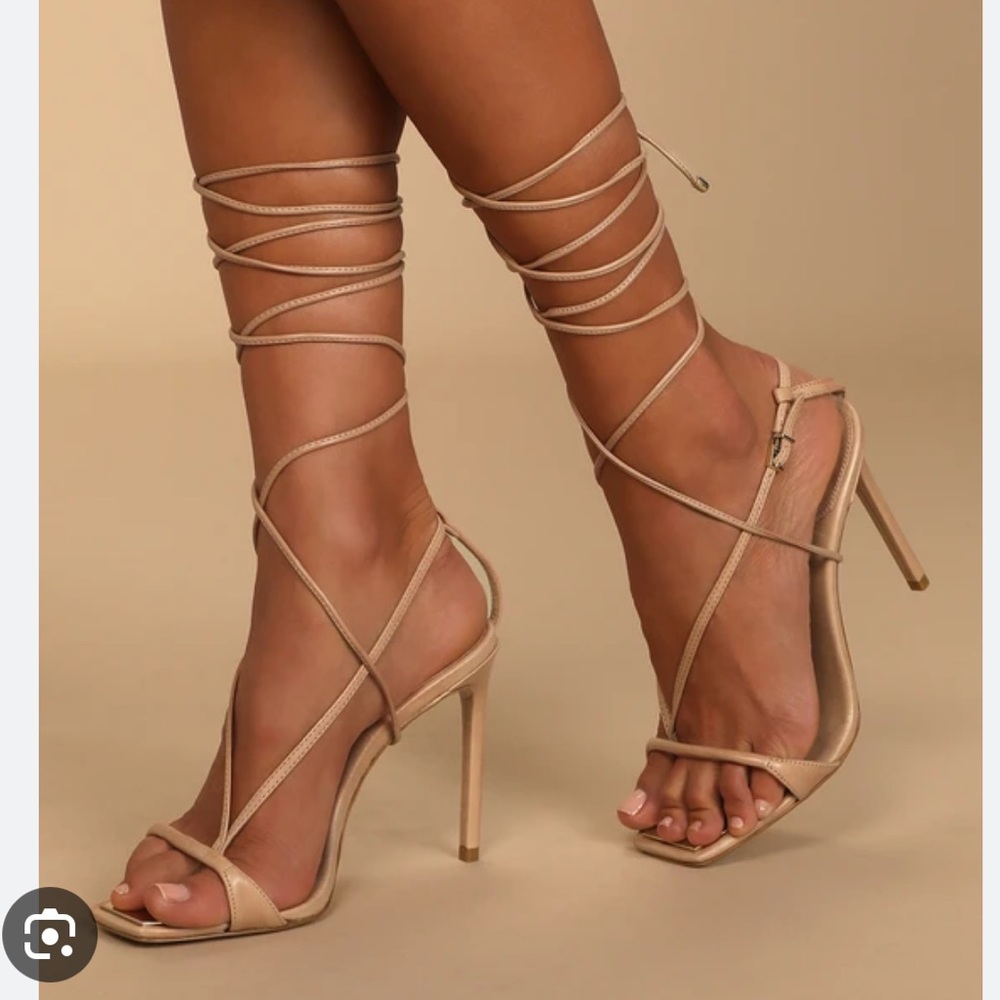 Schutz nude lace up heels